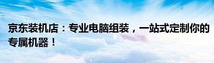 京东装机店：专业电脑组装，一站式定制你的专属机器！