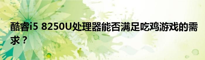 酷睿i5 8250U处理器能否满足吃鸡游戏的需求？