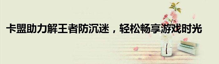 卡盟助力解王者防沉迷，轻松畅享游戏时光