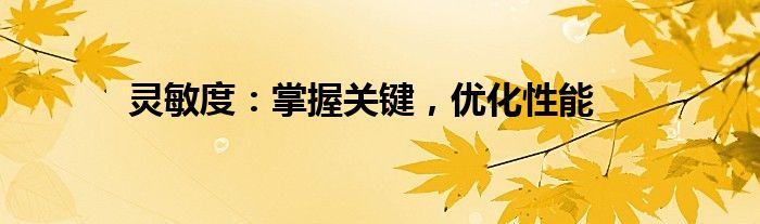 灵敏度：掌握关键，优化性能