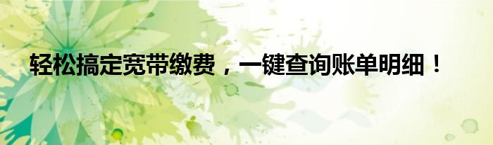轻松搞定宽带缴费，一键查询账单明细！