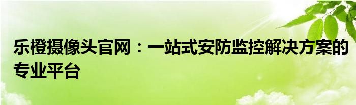 乐橙摄像头官网：一站式安防监控解决方案的专业平台
