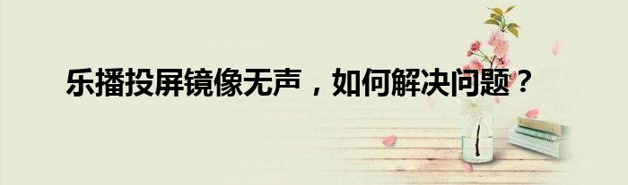 乐播投屏镜像无声，如何解决问题？
