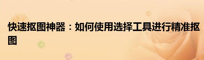 快速抠图神器：如何使用选择工具进行精准抠图