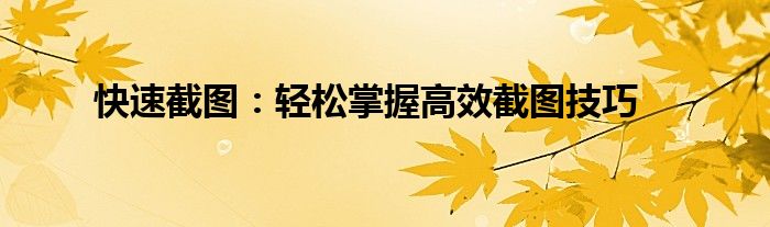 快速截图：轻松掌握高效截图技巧