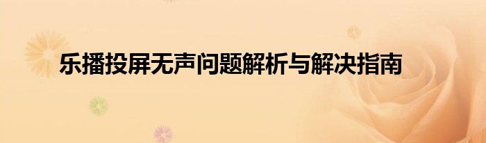乐播投屏无声问题解析与解决指南