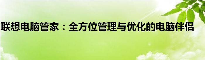 联想电脑管家：全方位管理与优化的电脑伴侣