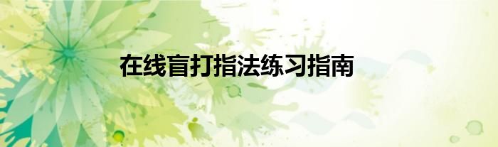 在线盲打指法练习指南