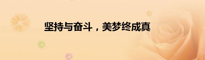 坚持与奋斗，美梦终成真