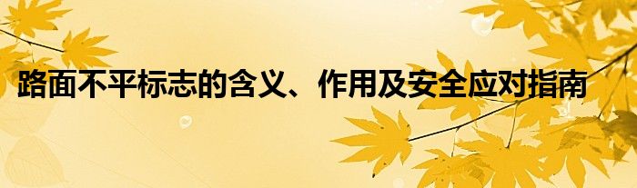 路面不平标志的含义、作用及安全应对指南