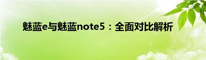 魅蓝e与魅蓝note5：全面对比解析