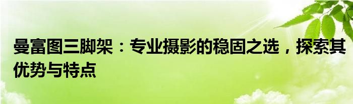 曼富图三脚架：专业摄影的稳固之选，探索其优势与特点