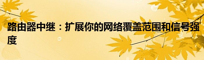 路由器中继：扩展你的网络覆盖范围和信号强度