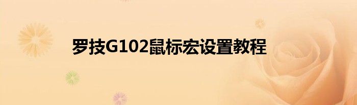 罗技G102鼠标宏设置教程