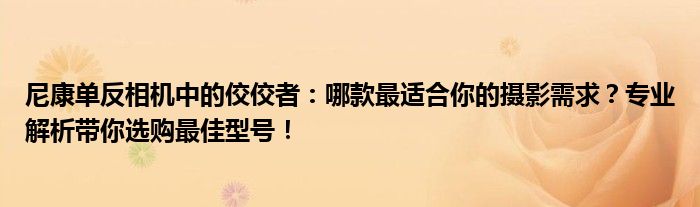 尼康单反相机中的佼佼者：哪款最适合你的摄影需求？专业解析带你选购最佳型号！