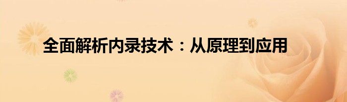 全面解析内录技术：从原理到应用