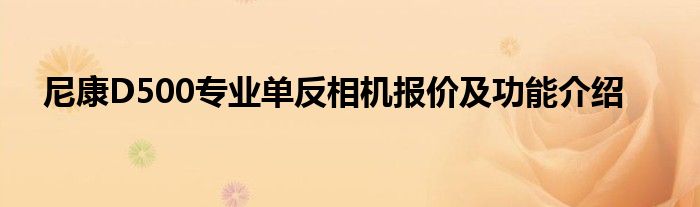 尼康D500专业单反相机报价及功能介绍