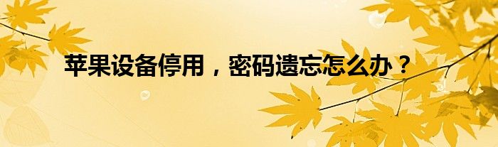 苹果设备停用，密码遗忘怎么办？
