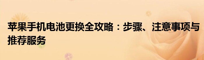 苹果手机电池更换全攻略：步骤、注意事项与推荐服务