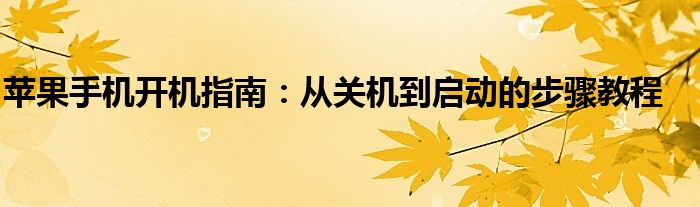 苹果手机开机指南：从关机到启动的步骤教程