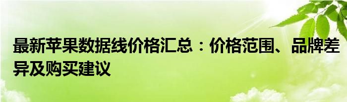 最新苹果数据线价格汇总：价格范围、品牌差异及购买建议