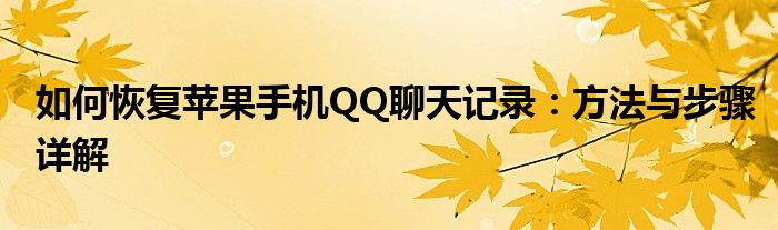 如何恢复苹果手机QQ聊天记录：方法与步骤详解