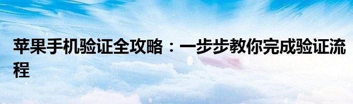 苹果手机验证全攻略：一步步教你完成验证流程