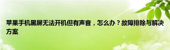 苹果手机黑屏无法开机但有声音，怎么办？故障排除与解决方案
