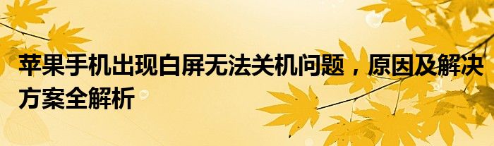 苹果手机出现白屏无法关机问题，原因及解决方案全解析