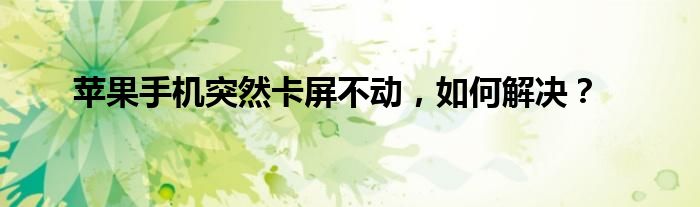 苹果手机突然卡屏不动，如何解决？