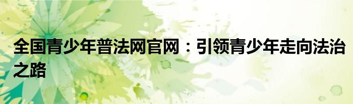 全国青少年普法网官网：引领青少年走向法治之路
