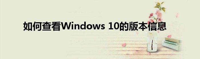 如何查看Windows 10的版本信息