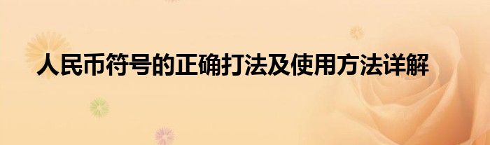 人民币符号的正确打法及使用方法详解