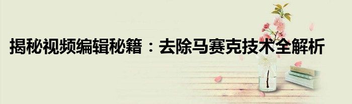 揭秘视频编辑秘籍：去除马赛克技术全解析