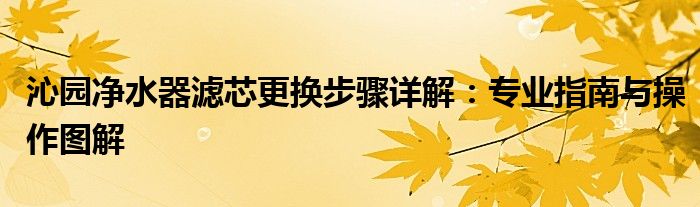 沁园净水器滤芯更换步骤详解：专业指南与操作图解