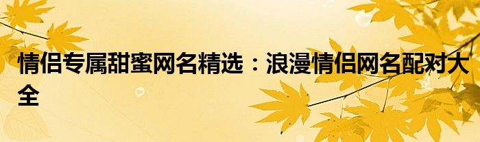 情侣专属甜蜜网名精选：浪漫情侣网名配对大全