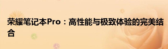荣耀笔记本Pro：高性能与极致体验的完美结合