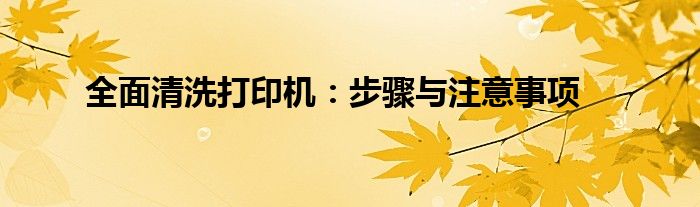 全面清洗打印机：步骤与注意事项