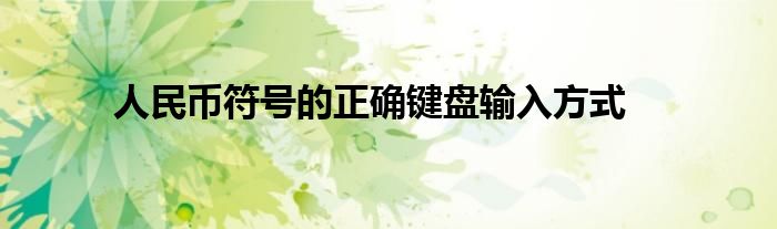 人民币符号的正确键盘输入方式
