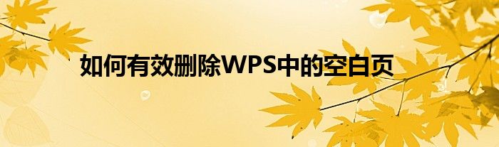 如何有效删除WPS中的空白页