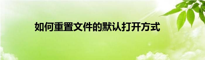 如何重置文件的默认打开方式