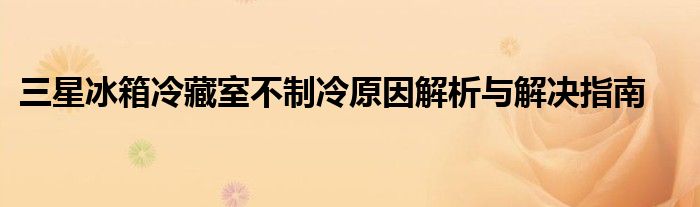 三星冰箱冷藏室不制冷原因解析与解决指南