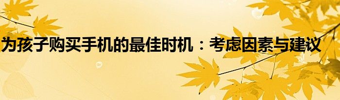 为孩子购买手机的最佳时机：考虑因素与建议