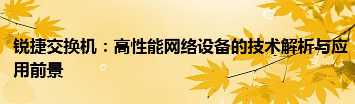 锐捷交换机：高性能网络设备的技术解析与应用前景