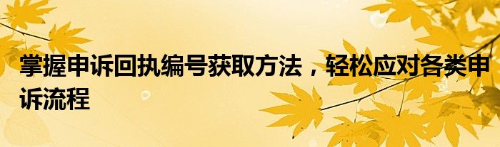 掌握申诉回执编号获取方法，轻松应对各类申诉流程