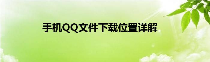 手机QQ文件下载位置详解