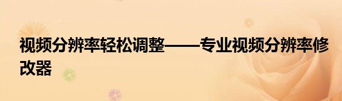 视频分辨率轻松调整——专业视频分辨率修改器