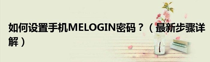 如何设置手机MELOGIN密码？（最新步骤详解）