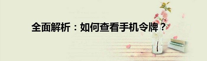 全面解析：如何查看手机令牌？