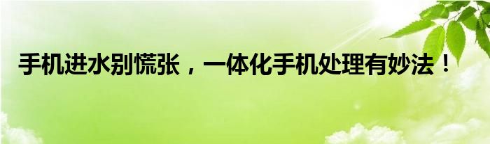 手机进水别慌张，一体化手机处理有妙法！